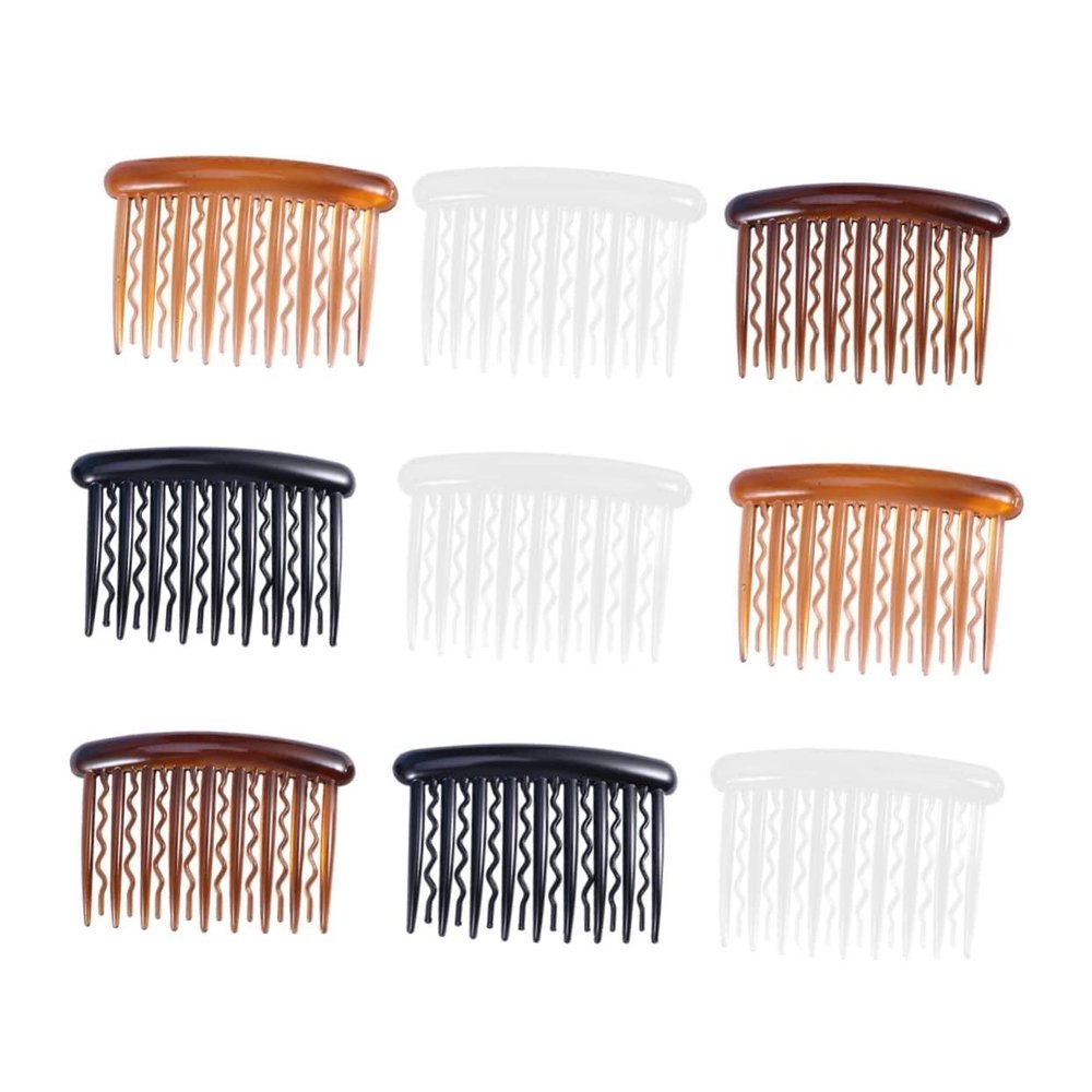 IWOWHERO 24pcs Plastic Hair Side Combs Teeth Wave Tooth Hair Clips for Fine Bridal Wedding Veil Accessories Lightweight Plastic Black Dark Coffee Light Coffee and White