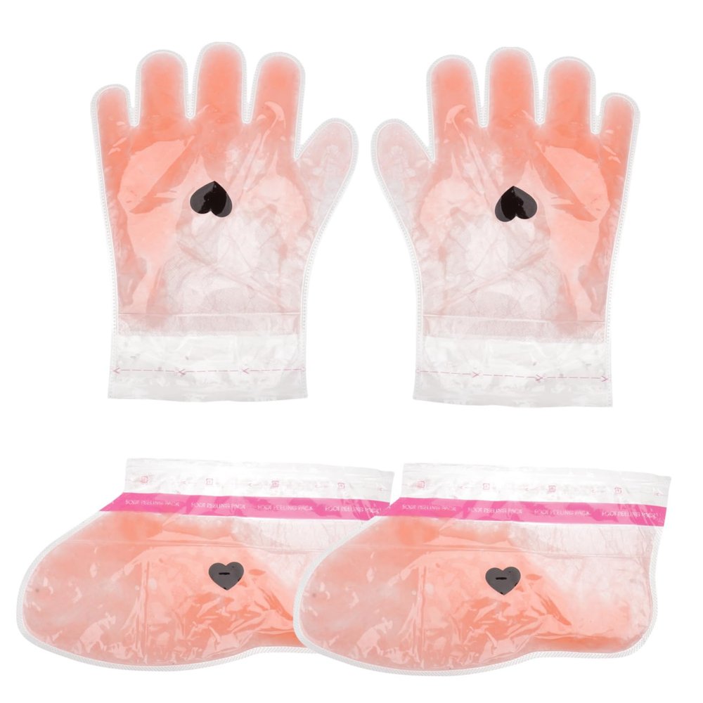 BIUDECO 2pairs Peach Paraffin Wax Cover Kit for Hand and Feet Therapy Reusable Moisturizing Gloves and Socks for Home for Relaxation and Skin Nourishment