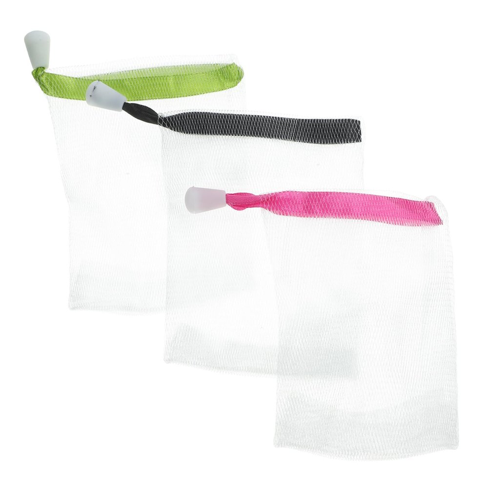 BIUDECO 3pcs Soap Saver Pouch Foaming Net Exfoliating Mesh Bags for Handmade and Cosmetic Soap for Bath and Shower Use Random Hanging Rope Included