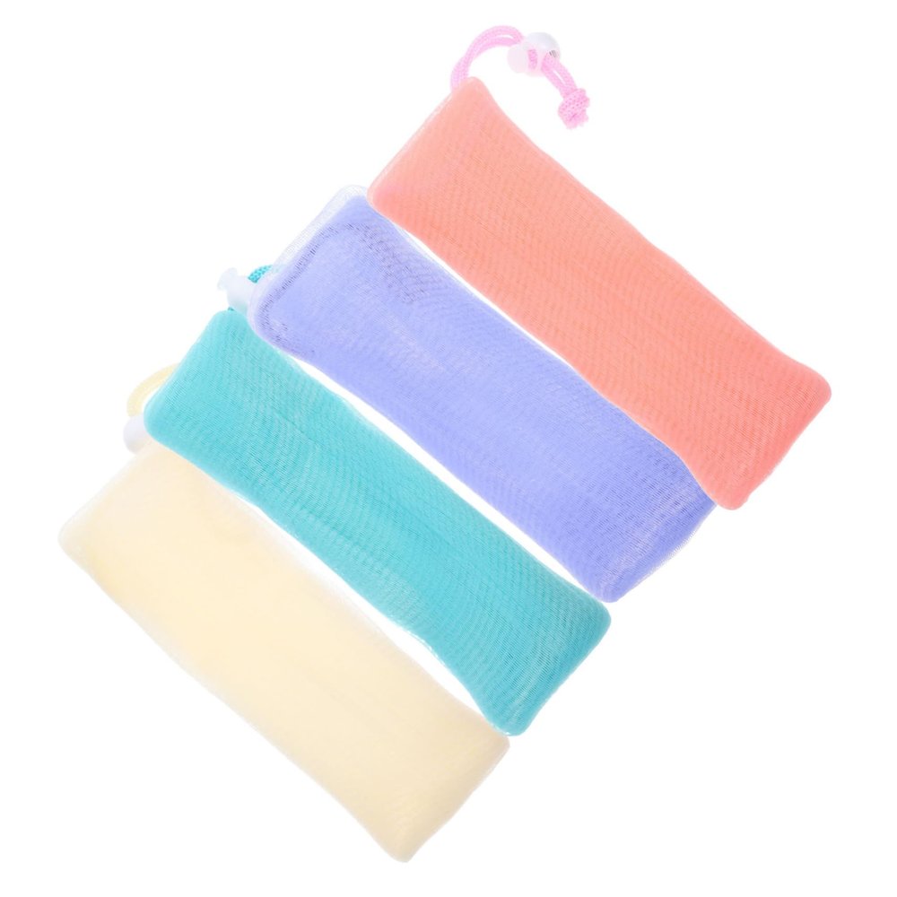 IWOWHERO 4pcs Bathing Mesh Soap Bag Shower Pouches for Body Soap Savers Exfoliating Bathroom Accessories