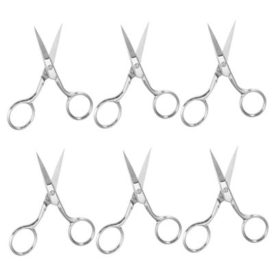 BIUDECO 6pc Stainless Steel Eyebrow Trimmer Scissor Set for Facial Hair Mini Scissors for Home Travel