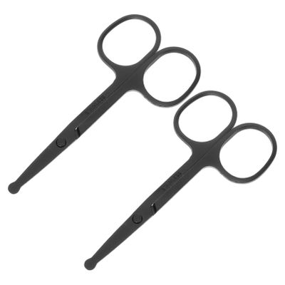TOVINANNA 2pcs Multi-purpose Small Scissors for Eyebrow Nose Hair Beard Mustache Facial Hair Stainless Steel Round Head Scissors