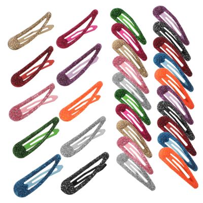BIUDECO 50pcs Glitter Metal Snap Hair Clips Mixed Colors for Women Girls Stylish Barrettes for All Hair Types Accessories