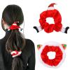 2 Pcs Christmas Hair Scrunchies Soft Elastics Hair Ties with Santa Design Red Green Silk Hair Bands Ponytail Holder Cute Scrunchy Hair Rope for winter Christmas Hair Accessories for Women Girls view 1