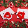 2 Pcs Christmas Hair Scrunchies Soft Elastics Hair Ties with Santa Design Red Green Silk Hair Bands Ponytail Holder Cute Scrunchy Hair Rope for winter Christmas Hair Accessories for Women Girls view 2
