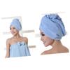 BIUDECO Fast Hair Drying Cap Hair Drying Towel Blue 60x25cm 70g Thick Plush Long Hair Wrap Towel view 3