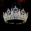 XMKJCHA Hair Jewelry Crown Tiaras for Women Crystal Wedding Hair Accessories Red Cubic Zirconia Queen Crown and Tiara Headband Bridal Crown Jewelry view 1