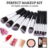 Premium Synthetic Kabuki Foundation Face Powder Blush Eyeshadow Brush Kit, Set of 10, Black/Silver view 3