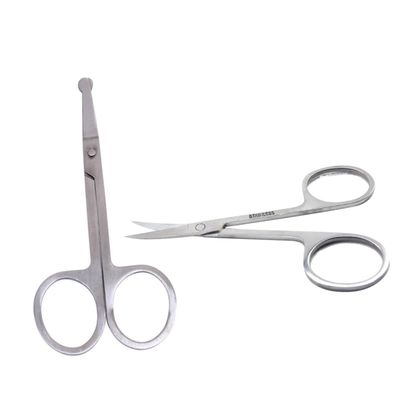 Baluue 2pcs Stainless Steel Nose Hair Scissors Rounded Curved Blades for Safe Eyebrow Trimming