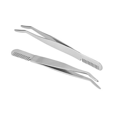 Baluue Portable Stainless Steel Eyebrow Tweezer Comb Compact Makeup Tool for Eyelash Extensions and Eyebrow Grooming Silver Finish