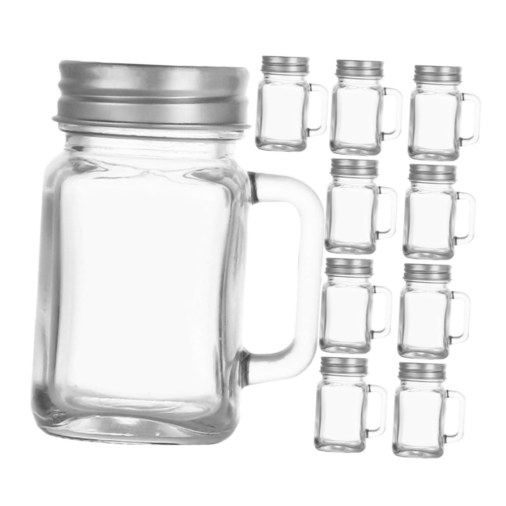 16pcs Glass Storage Jar Essential Oil Perfume Small Glass Bottles for Liquids Little Bottles Handle Cup Aluminum Travel Filling/1864