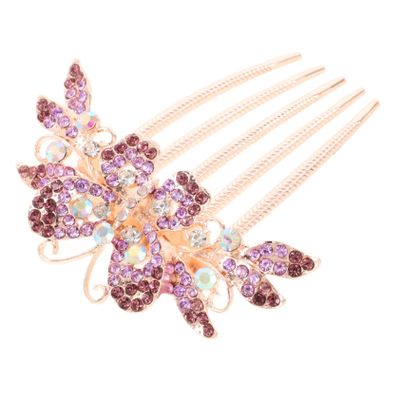 Baluue Bridal Wedding Hair Accessory Rhinestone Butterfly Hair Comb Diamond Side Hair Clip for Women Silver Metal for Vintage Hairstyles