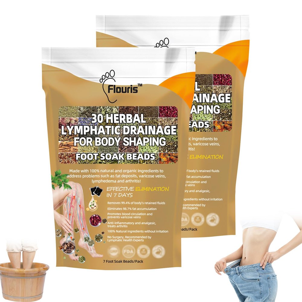 Flouris 30-Herb Shaping Detox Foot Bath Beads, Professional Body Detox Foot Soak Beads, Flourish Herbal Detox Foot Soak Beads, Detox and Shaping Cleansing Foot Soak for Men and Women (2 Pack)