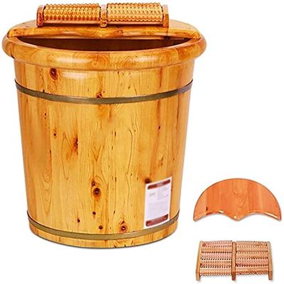 JOMRTS Wood Foot Bath Bucket Household Foot tub Foot Bath Barrel Foot Bath Tub Foot Bath Barrel Winter Lightweight Bamboo Tube Pedicure Barrel Footbath with Lid Household (1)