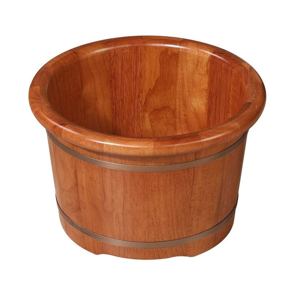 JOMRTS Foot Tub Wooden Foot Basin Pedicure Basin Household Salon Foot Bath Oak Barrel,Foot Spa for Adults Foot Massage Bucket with Lid,Foot Bath Spa Tub Foot Bath Wooden Bucket (Multi Colored B)