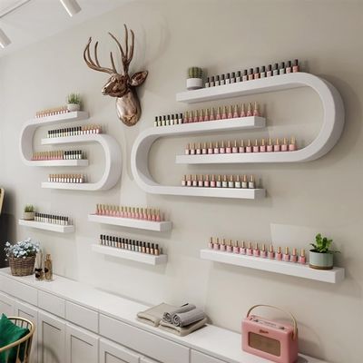Nail Polish Wall Rack, Metal Wall Mounted Shelves, Nail Polish Holder, U-Shaped Perfume Storage Display Rack, Nail Polish Organizer Wall, Hanging Salon Beauty Nail Shop Organizer Holder(White,8-Piece