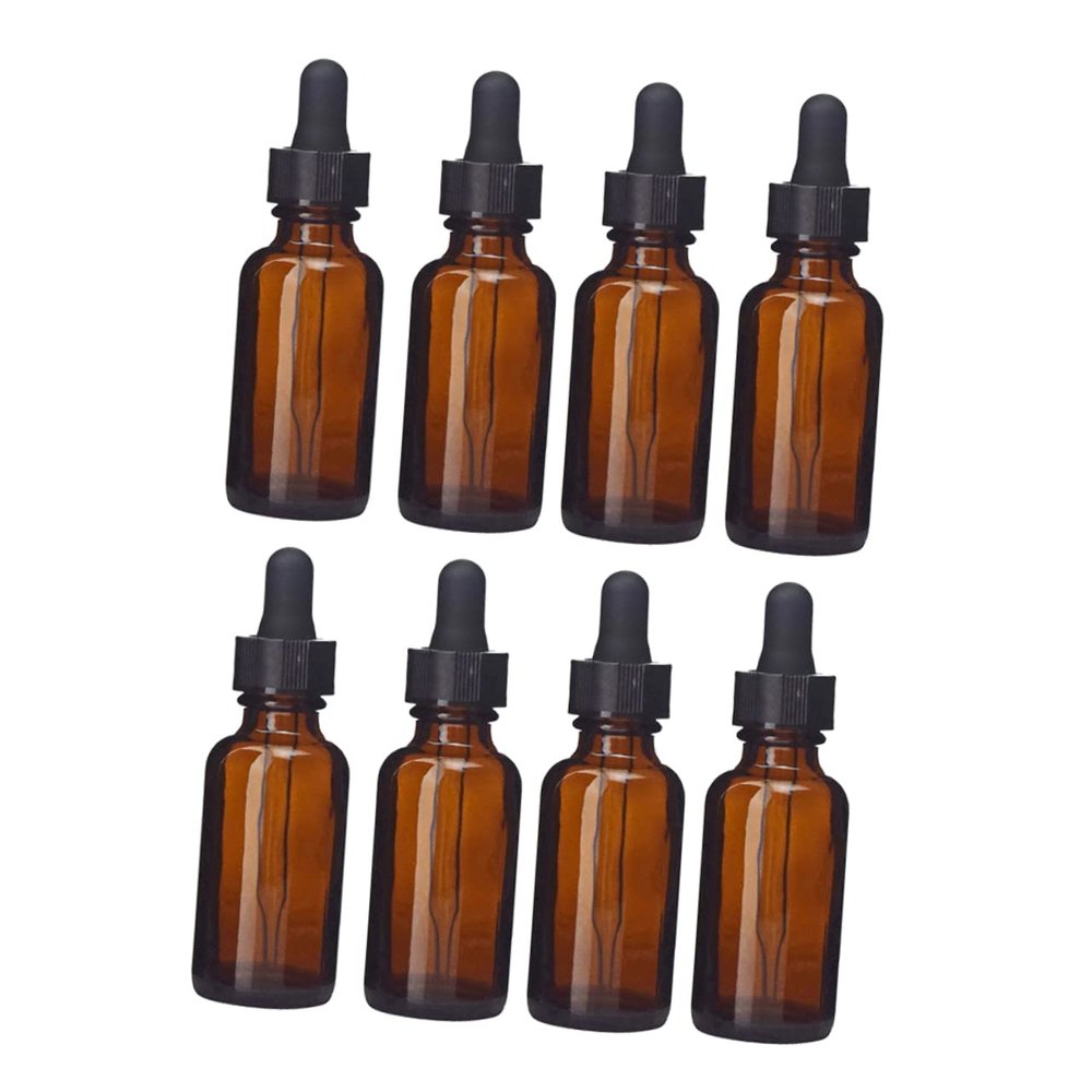 TOVINANNA 8pcs Brown Bottle Retro Glass Containers for Travel Kits and Use Stylish and Ergonomic Design for Women