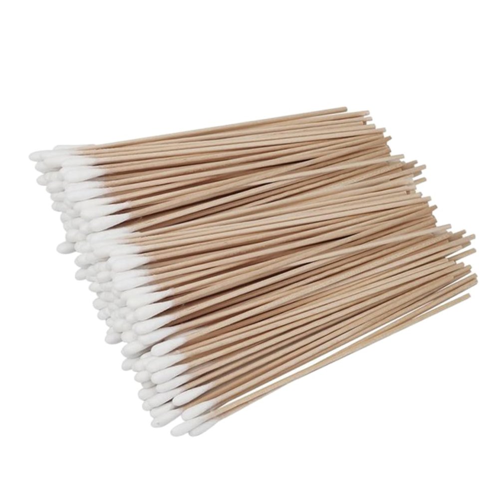 Baluue 600 Pcs Pet Cleaning Swabs Single Head Wood Stick Cotton Swabs for Ear Cleaning and Makeup Removal