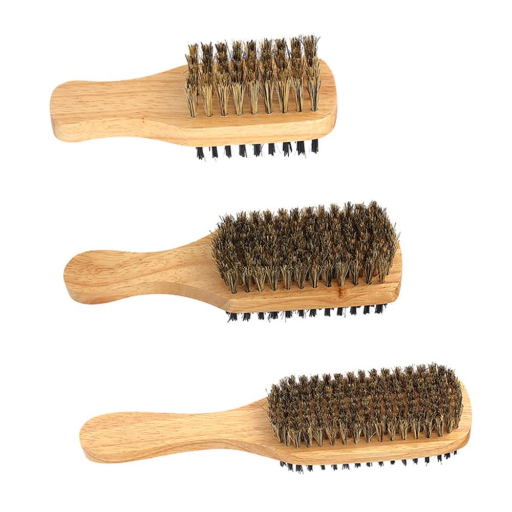 Baluue 3pcs Boar Bristle Beard Brush Set for Men Dual-sided Grooming Brushes Portable Beard Care Kit with Small Medium and Large for Easy Styling and Cleaning