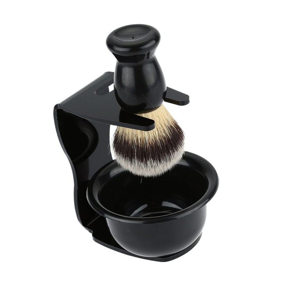 Mikinona Nylon Shaving Brush Stand Set Razor for Men Acrylic Shave Soap Bowl Holder for Facial Grooming
