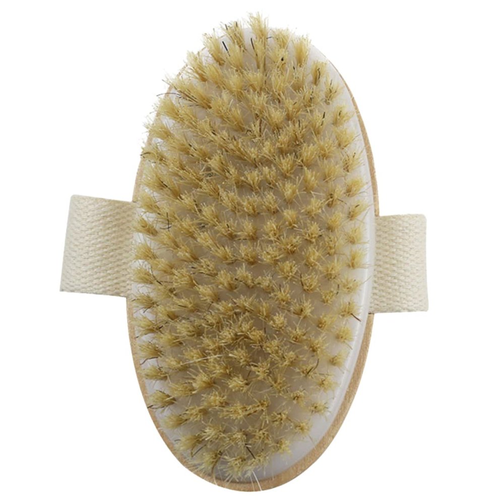 OHPHCALL Bath Exfoliating Brush Teak Shower Brush Boar Bristle Handle Bath for Body Massage Detangling