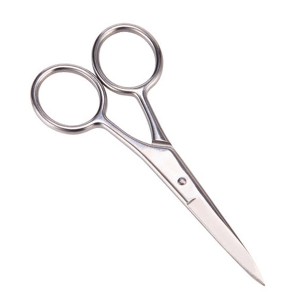 Baluue 2 Pcs Stainless Steel Mustache Trimmer Scissors Beard Scissor Set for Men Professional Beard Shears Hair Cliers for Barbershop Home Diy Silver Finish