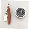 Baluue Vintage Wooden Handle Metal Razor Manual Straight Barber Shaving Tool for Men for Precise Beard and Hair Shaping Travel-friendly Design view 3
