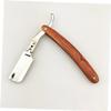 Baluue Vintage Wooden Handle Metal Razor Manual Straight Barber Shaving Tool for Men for Precise Beard and Hair Shaping Travel-friendly Design view 4