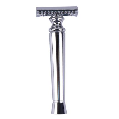 Baluue Old-fashioned Manual Shaver for Men Zinc Alloy Beard Trimming Tool Father's Day Compact and Lightweight Design Without Blades Silver