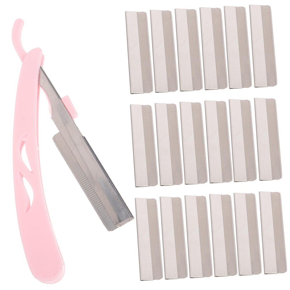 Baluue 1set Eyebrow Trimmer Kit Stainless Steel Facial Hair Remover Non- Handle for Precise Eyebrow Shaping Includes Blades for Versatile Hair Removal for Home Use