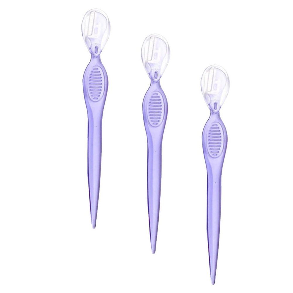 Baluue 3pcs Eyebrow Razors Set Stainless Steel Trimmers for Precision Grooming Lightweight Beauty Tools for Women Travel-Friendly Design Purple