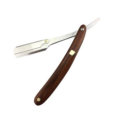 Baluue Wooden Handle Metal Shaving for Men Vintage Straight Barber Blade Holder for Beard and Hair Shaping Barbershops and Salons