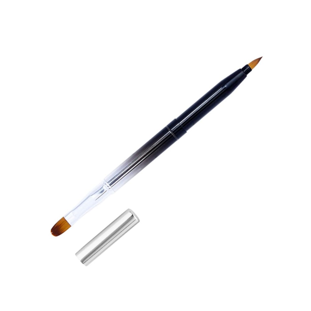 Baluue Retractable Lip Brush with Metal Shell Compact Portable Makeup Tool Dual-ended Applicator for Lipstick and Lip Gloss Flexible Design Black Gradient Color