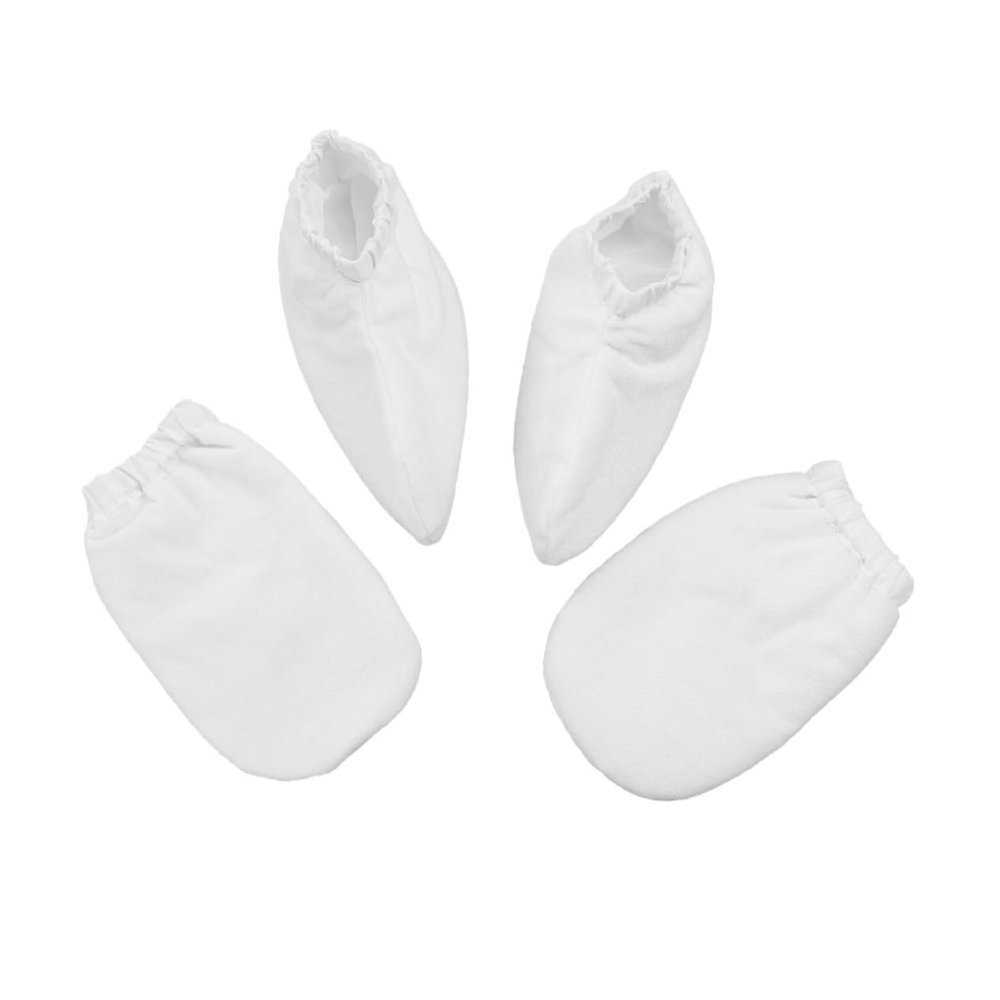 BIUDECO 2pairs Paraffin Wax Gloves for Hand and Feet Therapy Insulated Mitt Covers for Washable Cloth with Snap Closure for Heat Retention White Color