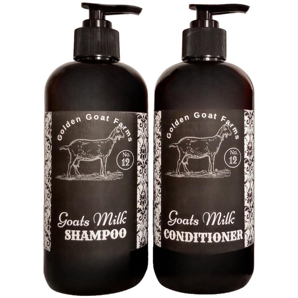 Black Canyon Home and Body Golden Goat Farms Amber Cinnamon Scented Shampoo and Conditioner Set with Goat Milk, 16 Oz
