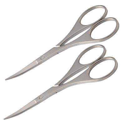 Baluue 2 Pcs Stainless Steel Eyebrow Trimmer Shaper Professional Hairdressing Scissors for Men Women