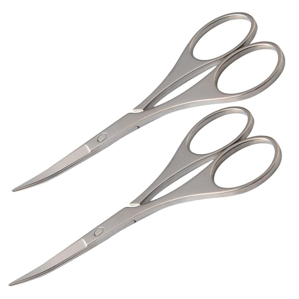 Baluue 2 Pcs Stainless Steel Eyebrow Trimmer Shaper Professional Hairdressing Scissors for Men Women