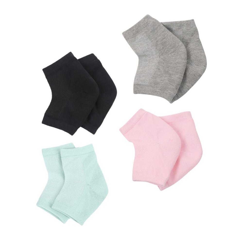 NOLITOY 4pairs Moisturizing Heel Socks Gel Lining for Dry Cracked Feet -Crack Socks for Men and Women