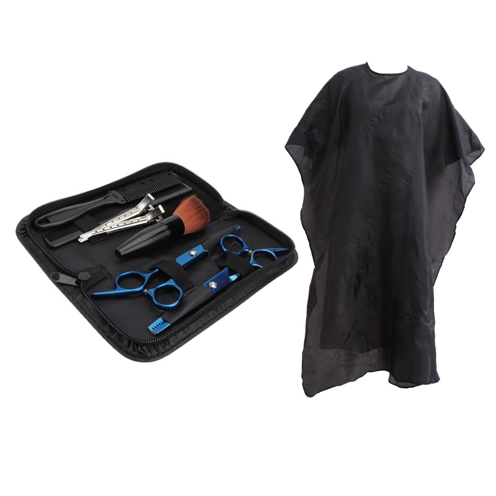 Baluue 10pcs Hair Cutting Scissors Kit Professional Hairdressing Tools for Men Women Includes Thinning Shears and Flat Tooth Comb for Home Use and Beginners