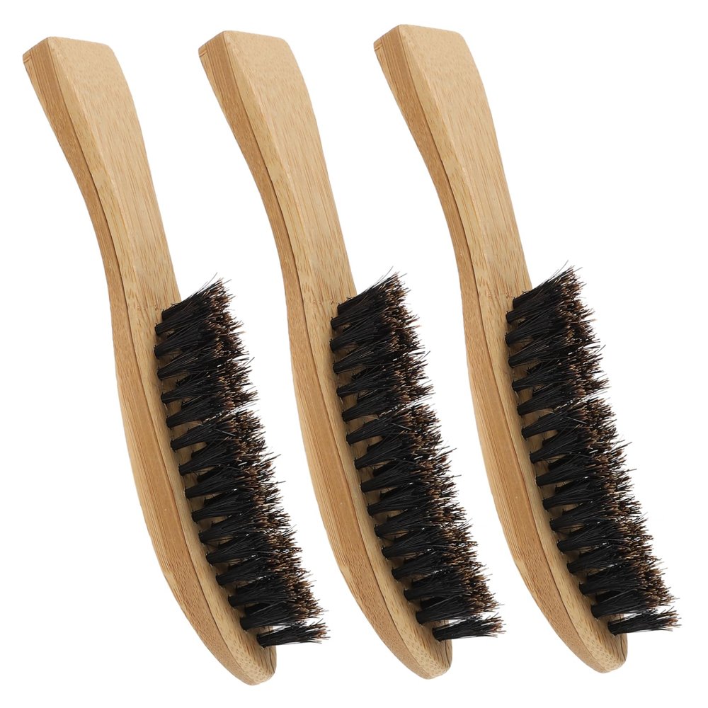 Baluue 3pcs Boar Bristles Beard Brush Men's Hair Care Tool Mustache Brush Shaving Beard Cleaning Natural Bristles for Dad Random Style