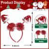 1 Pack Christmas Headbands for Women Girls - Red Christmas Hat Hairbands Glitter Hair Hoops with Xmas Red Green Pearl Rhinestone Crystal Design Head Bopper Headpiece for Holiday Party Hair Accessories view 2