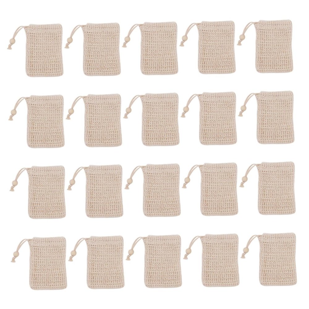 Baluue 20pcs Exfoliating Soap Net Bag Soap Saver Cleaning Pouch Drawstring for Easy Hanging Quick Dry for Family Friends