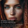 20 Pcs Silver Glitter Freckles Face Tattoos, Silver Glitter Freckles Makeup Patches, Waterproof Sparkle Freckles, Glitter Freckles Temporary Face Tattoos for Women view 2