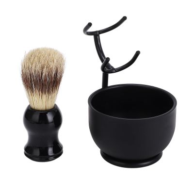Beard Care Set, Brush with Beautiful Handle, Foam Boosting Performance for Barbershop Home Traveling, Beard Grooming Kit with Stand