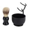Beard Care Set, Brush with Beautiful Handle, Foam Boosting Performance for Barbershop Home Traveling, Beard Grooming Kit with Stand view 2