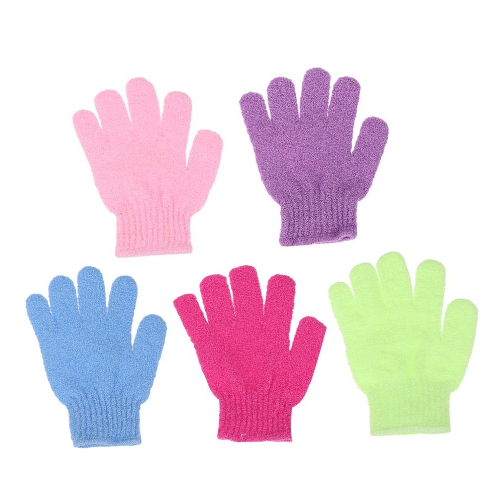IWOWHERO 10pcs Exfoliating Gloves for Body Scrub Five Fingers Shower Towels for Deep Cleansing and Back Massage Multi-purpose Bath Mittens Random Colors