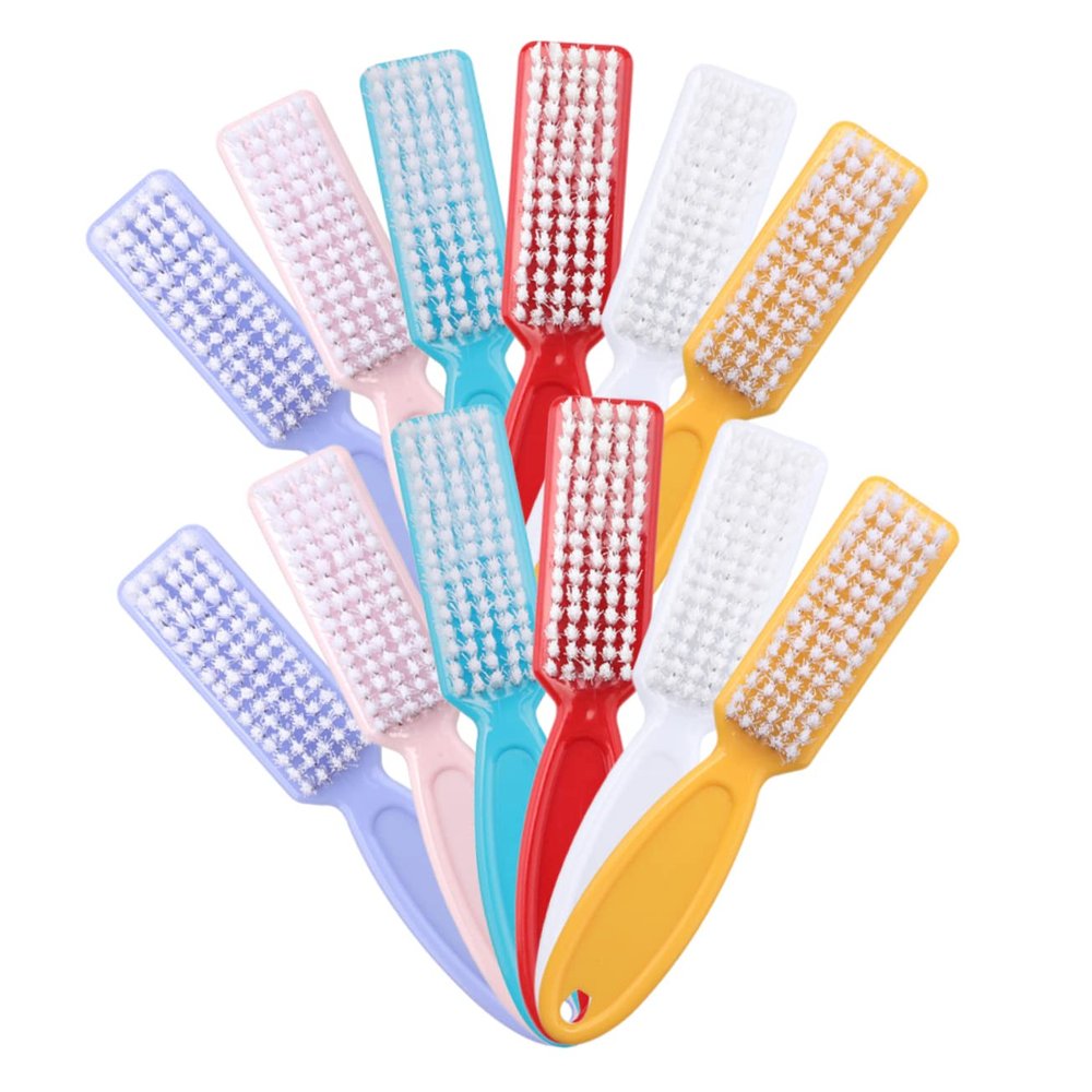 CANIGHT 24pcs Fingernail Brush Hand Grip Nail Brush for Cleaning Polish for Art Home Use Random Color