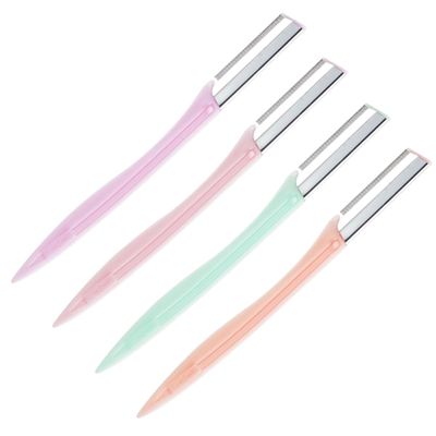 Healeved 4sets Stainless Steel Eyebrow Razors Set for Women Portable Eyebrow Shaper Trimmer Makeup Tool Kit Brush Hair Remover Scissors Travel Case