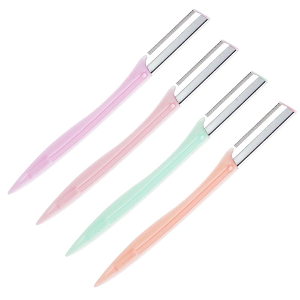 Healeved 4sets Stainless Steel Eyebrow Razors Set for Women Portable Eyebrow Shaper Trimmer Makeup Tool Kit Brush Hair Remover Scissors Travel Case