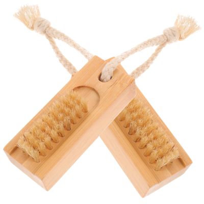 Didiseaon 2pcs Bamboo Fingernail Manicure Cleaning Brush Multi-functional Nail Dust Cleaner Nail Supply for Home Use Travel Outdoor